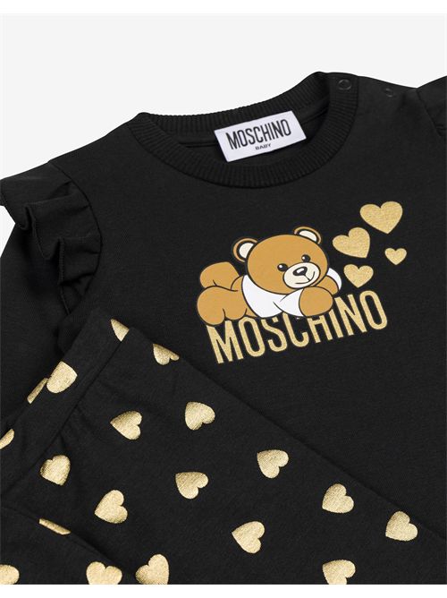 t-shirt and leggings girl black MOSCHINO KIDS | MBK01XLBA11/60100